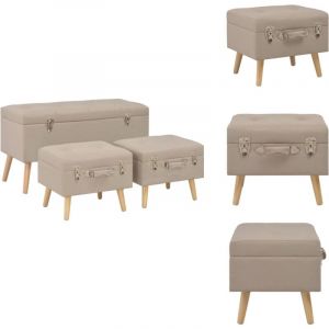 Vidaxl - Tabourets de rangement lot de 3 Beige Tissu - Banc Coffre - Tabouret Rangements - Meubles Salon - Mobilier Salle à Manger - Chaise Tiroir