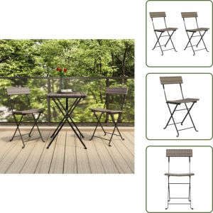 Chaises de bistrot pliantes lot de 2 Gris R&eacute;sine tress&eacute;e acier - Chaise Bistro - Chaise Pliante - Mobilier De Jardin - Table Et Chaises - D&eacute;coration