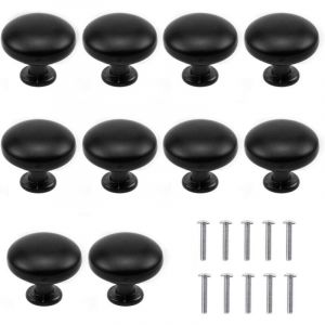 10PCS Noir Tiroir de Porte Poign&eacute;e, 30mm Bouton de Meubles, Unique Trou Rond Boutons de Tiroir, Boutons de Porte, Poign&eacute;es de Meuble pour Placard