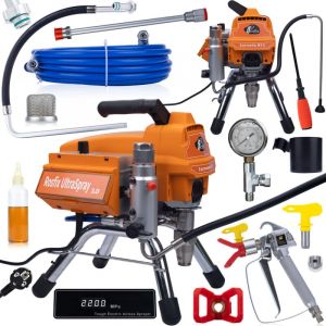 Rosfix Tornado RT3 UltraSpray – Station de Peinture Airless 2200W, 22MPa, 2,5L/min Écran LCD, Pistolet, Tuyau 10m Pour Murs, Plafonds, Meubles