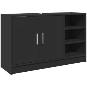 Meubles de Rangement，Armoire d'&eacute;vier noir 90x29x55 cm bois d'ing&eacute;nierie CFW318235
