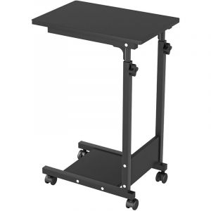 Skecten - Bureau Informatique Table Ordinateur Portable Mobile Réglable en Hauteur, Bureau Debout à Roulettes, Poste de Travail Ergonomique, Noir