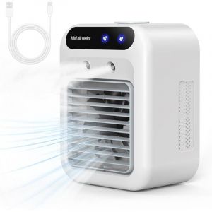 Climatiseur Portable, Climatiseur Mobile Silencieux, Refroidisseur d'air de 500 ml, Rafraichisseur d'air, 2 Vitesses, 2 Modes de Brumisation, Mini