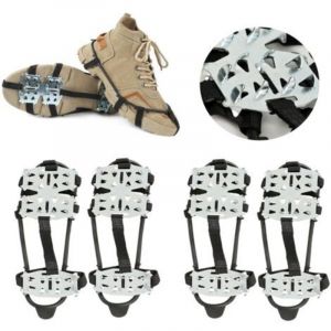 2 Pairs Ice Cleats for Shoes and Boots, Universal Micro Shoe Spikes for Snow and Ice, Non Slip Hiking Spikes 24 Steel Studs Snow Crampons Gripper