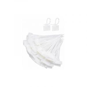 100x Collier de serrage pour câbles avec porte étiquette plastique 2,5 x 110mm blanc translucide pour diamètre 18mm Lien Serre Attache Fixation Tube