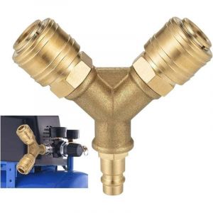 Compresseur à tuyau d'air, connecteur d'air comprimé à 2 voies avec 2 raccords, connecteur de tuyau à raccord d'air fileté 1/4, distributeur d'air