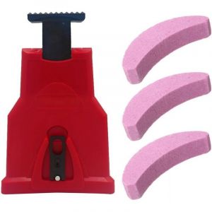 Affuteuse Chaine Tronconneuse avec Kit de 3 Pierres &agrave; Aiguiser Affuteuse de Chaine Tronconneuse Kit Affutage Chaine Tron&ccedil;onneuse Affuteur Chaine