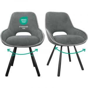 LEWE Lot de 2 Chaises de Salle à Manger, Chaises de Cuisine, Chaise de Salon avec des Accoudoirs Bas，Chaise de Salle à Manger Rotative avec