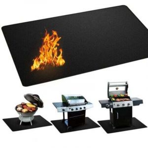 Tapis Ignifuge Devant Chemin&eacute;e, Tapis De Chemin&eacute;e Ignifuge, Tapis Ignifuge Pour Chemin&eacute;e, Po&ecirc;le, Barbecue, Noir, 122 x 76cm