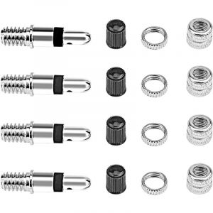 Dunlop Lot complet de 16 valves de v&eacute;lo avec adaptateur de valve de v&eacute;lo + &eacute;crous + bouchons de valve Noyau de valve pour pneu standard