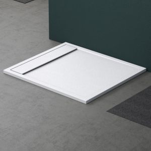 Mai & Mai Receveur de Douche Antid&eacute;rapant Bac &agrave; Douche Blanc Mat en R&eacute;sine Marbre Artificielle 90x100x3cm Rectangulaire G&eacute;o10 avec Bonde AL06