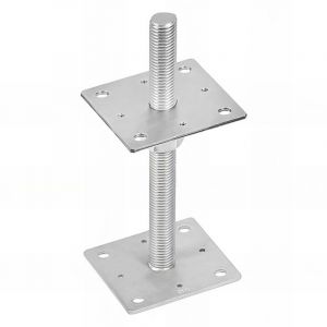 Fixtout - Embase Pied de poteau carrée réglable par vis galvanisé à visser - 110 x 250 x 24 mm