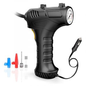 Coocheer - Pompe &agrave; Air Portable 120W pour voiture, compresseur d'air, gonfleur de pneus, manom&egrave;tre avec lumi&egrave;re led, pour voiture, moto, v&eacute;lo, balles