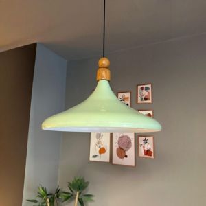 Suspension Luminaire Champion-XL Industrielle en M&eacute;tal Vert Menthe Peint &agrave; la Main &ndash; Lustre Vintage E27 &Oslash;45 cm pour Salon, Chambre ou Salle &agrave; Manger
