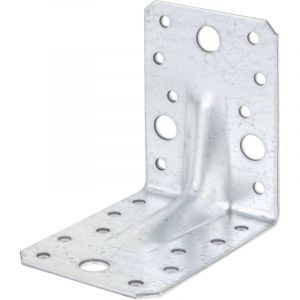 &Eacute;querre de fixation renforc&eacute;e galvanis&eacute;e Sendzimir 90 x 90 x 65 mm &ndash; Mod&egrave;le avec nervure &ndash; Lot de 12 pi&egrave;ces pour assemblages lourds &ndash; Alberts