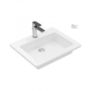 Vasque rectangulaire &agrave; encastrer - Dimensions: 444x420 mm- Blanc