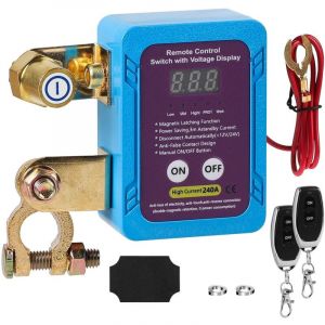 Coupe Circuit Batterie Voiture 12v, Coupe-batterie avec 2 T&eacute;l&eacute;commandes 240 A, avec Indicateur de Tension LED, Coupe-batterie Antivol, pour Voiture