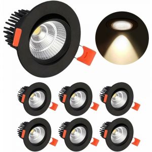GTA - 6 x Downlights led, plafonniers encastrés 5W, blanc chaud IP44 pour salle de bain, cuisine, salon, couloir (noir)