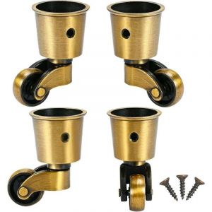 4 Pi&egrave;ces roulettes Pivotantes, roulettes Rondes en Cuivre roulettes Anciennes Pas De Bruit Portable Peut Pivoter &agrave; 360&deg; pour Canap&eacute;/Chaise/Table