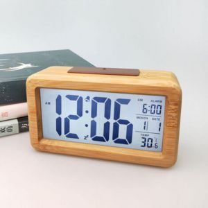 Reveil Matin Radio Reveil Bois Vintage Reveil Lumiere Bois Massif Mode Horloge Intelligente &Eacute;Lectronique Horloge &Eacute;Lectronique R&eacute;Veil en Bois Massif