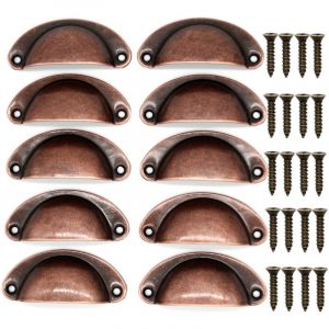 Cuivre (chimie)-Poign&eacute;e de meuble-10 Poign&eacute;e de Coquille Vintage pour Tiroir Armoire Meuble Cuisine, Fer Incurv&eacute; Bouton de Porte de Placard Retro 8,2