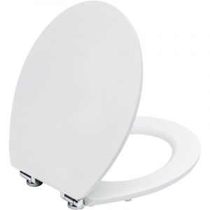 TODOT Abattant WC avec Frein de Chute Silencieux, Lunette de Toilette en Bois MDF, Rev&ecirc;tement Caoutchouc Doux au Toucher, Charni&egrave;res Ajustables,