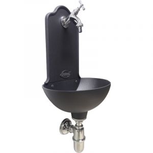 Fonderia Bongiovanni - Fontaine murale Malta en fonte de couleur pour la maison et le jardin avec robinet et siphon avec drain en laiton finition au
