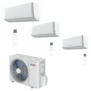 Ensemble climatisation tri-split reversible avec unit&eacute;s 2x2.5kW + 1x3.5KW et groupe exterieur 21000BTU R32 230V CLIMADESIGN