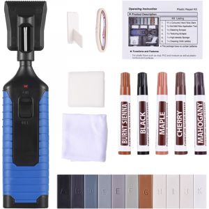 Kit de r&eacute;paration pour sols vinyles Meubles PVC avec stylo chauffant Barres de cire 11 couleurs 5 couleurs Dissolvant pour armoire table
