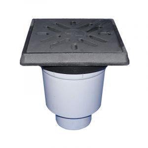 Ferrari Srl - Siphon vertical 'Perfekt' DN160, cadre en fonte/support de grille 260x260mm/226x226mm, collecteur d'impuret&eacute;s, collecteur d'odeu