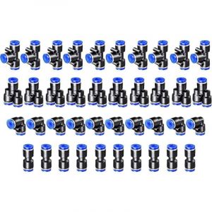 40PCS Connecteur Pneumatique Raccord Pneumatique 4mm Raccords Rapide Air comprim&eacute; 4 Formes pour Etancher Raccord Tube Air