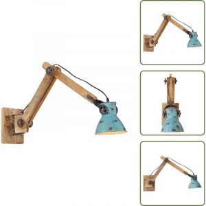 Lampe en bois - vidaXL Lampe murale 25 W bleu d&eacute;lav&eacute; 96x15x20 cm E27 - Lampe avec abat-jour en fer