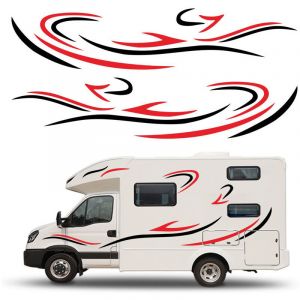Autocollants graphiques latéraux de carrosserie de camion pour camping-car caravane camping-car rouge,Autocollant de carrosserie auto autocollant
