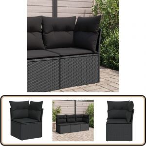 Canapé d'angle de jardin avec coussins noir résine tressée - Canapé De Jardin - Meubles De Jardin - Salon De Jardin - Rotin Pe - Fauteuil De Jardin