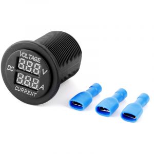Jeffergarden Compteur de courant de jauge ronde d'amp&egrave;rem&egrave;tre de voltm&egrave;tre de Digital LED pour le bateau de voiture de moto