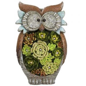 D&eacute;coration Jardin Statue Animaux, Lumi&egrave;re Solaire Hibou en R&eacute;sine &agrave; &Eacute;nergie Solaire,Lampe Lumineuse Figurine Animale, Chouette Ornements Ext&eacute;rieur,