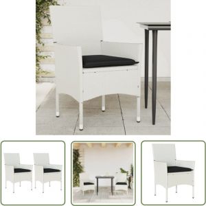 Chaises de jardin avec coussins lot de 2 blanc résine tressée - Chaise De Jardin - Fauteuil De Jardin - Mobilier De Jardin - Résine Tressée - Chaise