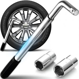 Sinbinta - Cl&eacute; D&eacute;monte-Roue T&eacute;lescopique,cl&eacute; de roue extensible en acier pour voiture, fourgonnette, camion, caravane (17mm, 19mm, 21mm et 23mm)