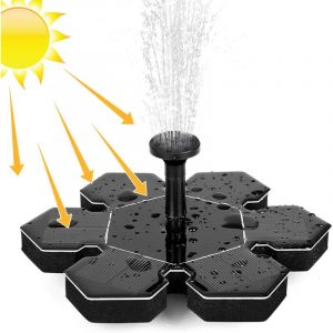 Memkey - Fontaine Solaire Extérieur 1.5W, Pompe à Eau Solaire, Pompe Bassin Solaire avec Batterie et 4 Buses, Fontaine Solaire Pompe, Mini Fontaine