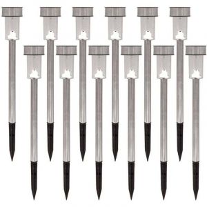 Lot de 12 bornes solaires &agrave; LED lampes de jardin &agrave; planter(lumi&egrave;re chaude)