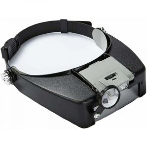 Lunettes Loupe Grossissante Helmet avec &Eacute;clairage LED - 1.5X - 10X Zoom - Casque Loupe Frontale Serre T&ecirc;te avec Lumi&egrave;re pour Lecture, Bijoutier,