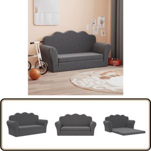 Vidaxl - Canap&eacute;-lit pour enfants 2 places anthracite peluche douce - Canap&eacute; Enfant - Canap&eacute; Lit Enfant - Mobilier B&eacute;b&eacute; - Meubles Enfant - Fauteuil