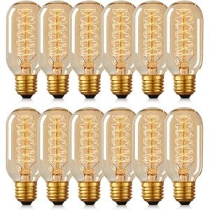 12 Ampoules T45 Edison 40W Lampe Tungst&egrave;ne R&eacute;tro Spirale 220V