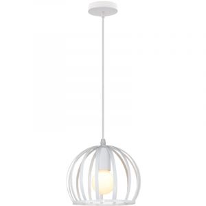 Suspension Luminaire Industrielle Cage Diamant 19cm Plafonnier Lustre Abat-jour en M&eacute;tal Blanc - 1 Pack