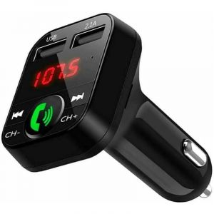 Transmetteur FM Bluetooth - Mains Libres, pour Voiture et Camion, Bluetooth Lecteur de Musique V5.0 + EDR, Adaptateur Radio Récepteur FM, Double Port