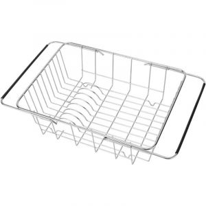 Gouttoir R&eacute;glable sur Lavabo, Panier de Rangement pour Ustensiles et Argenterie, Pratique et Extensible