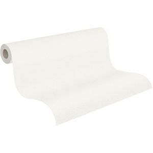 As Creation - Papier peint intissé uni blanc crème Tapisserie style minimaliste texturée Papier peint effet textile idéal pour chambre