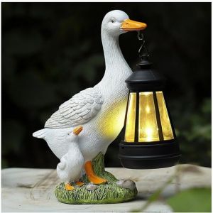 Statue de canard à énergie solaire, statue d'oie pour porche, décoration de jardin, décoration de pelouse extérieure, lumières décoratives étanches