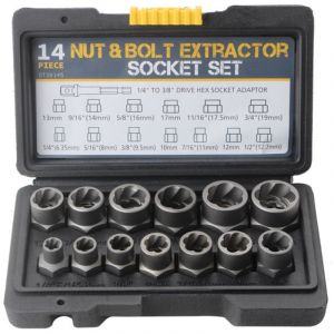 Coffret de 14 extracteur d'&eacute;crous, douille pour extracteur de Boulon endommag&eacute;s, ensemble d'outils pour retirer les boulons