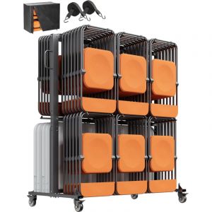 Mophorn Support de chaise pliant, capacité de 800 lb, chariot robuste pour 84 chaises/12 tables + 42 chaises, chariot de rangement de chaises à